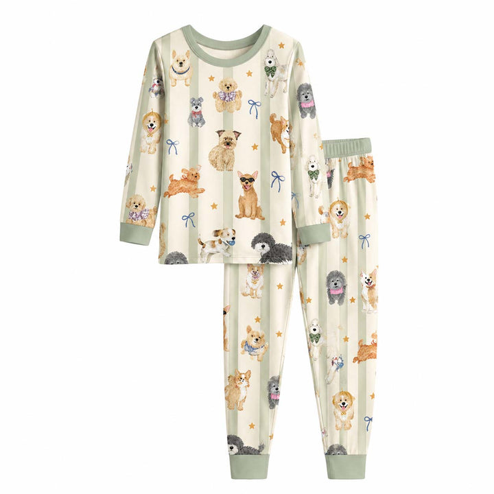 Colorful Canine Crew Bamboo Two Piece Long Sleeve Pajama Set