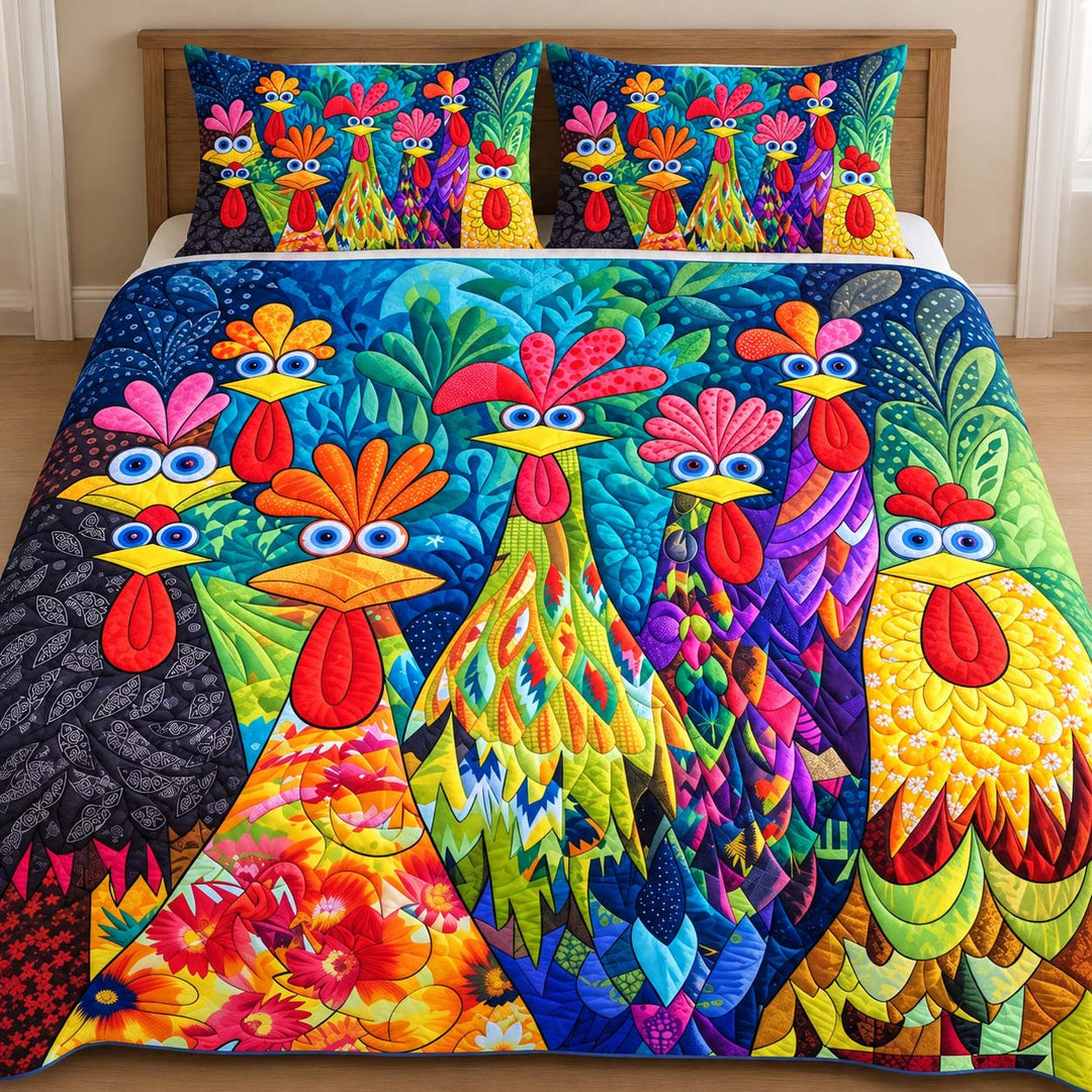 Colorful Chicken Garden Bamboo Bedding Set