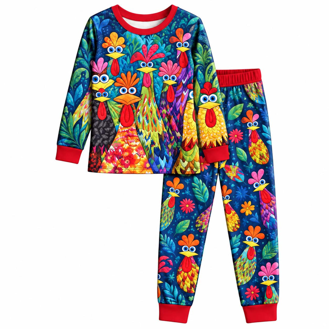 Colorful Chicken Garden Bamboo Men's Pajama Set