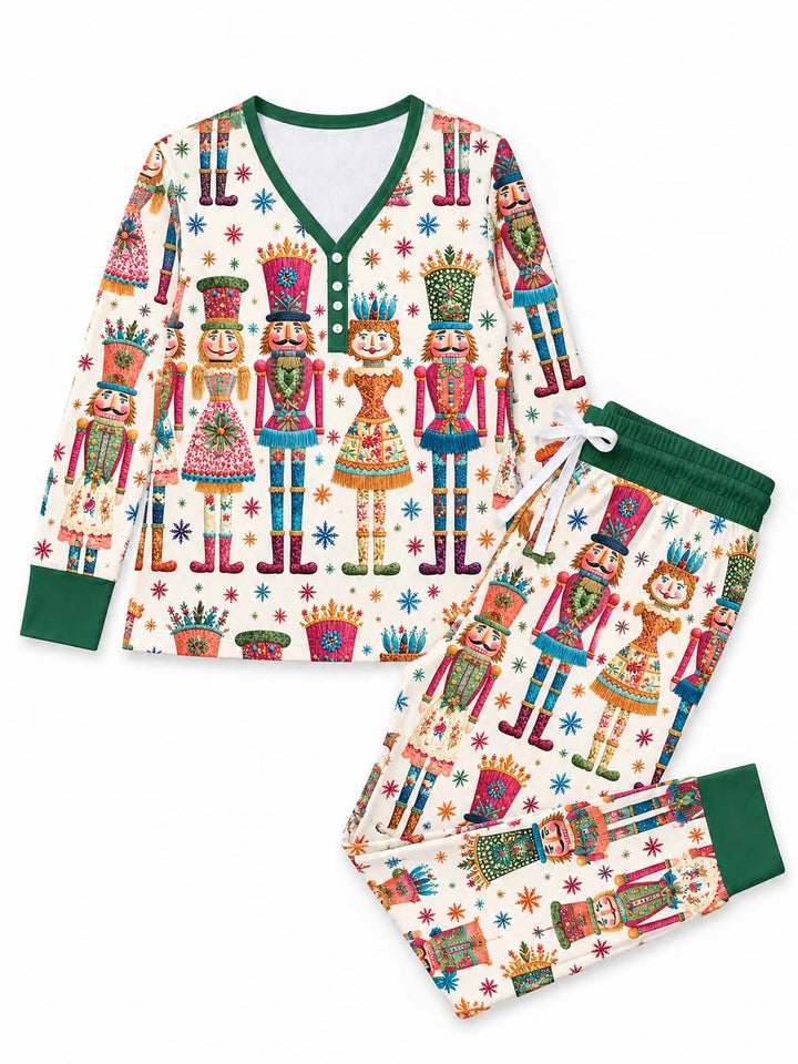 Colorful Christmas Nutcrackers Bamboo Women Pajama Set