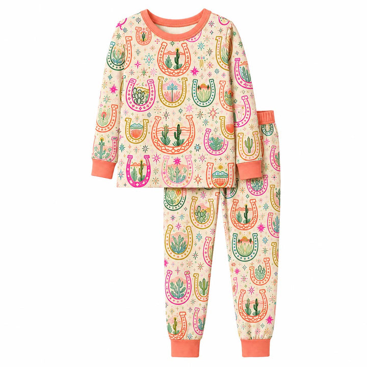 Colorful Desert Horseshoes Bamboo Two Piece Long Sleeve Pajama Set