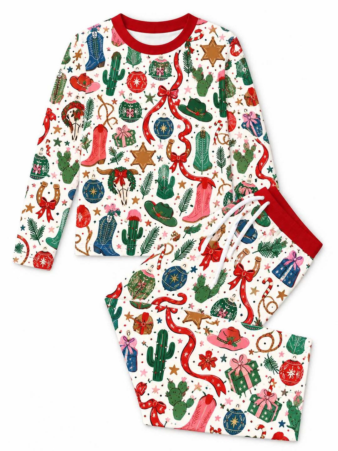 Colorful Western Christmas Bamboo Men's Pajama Set