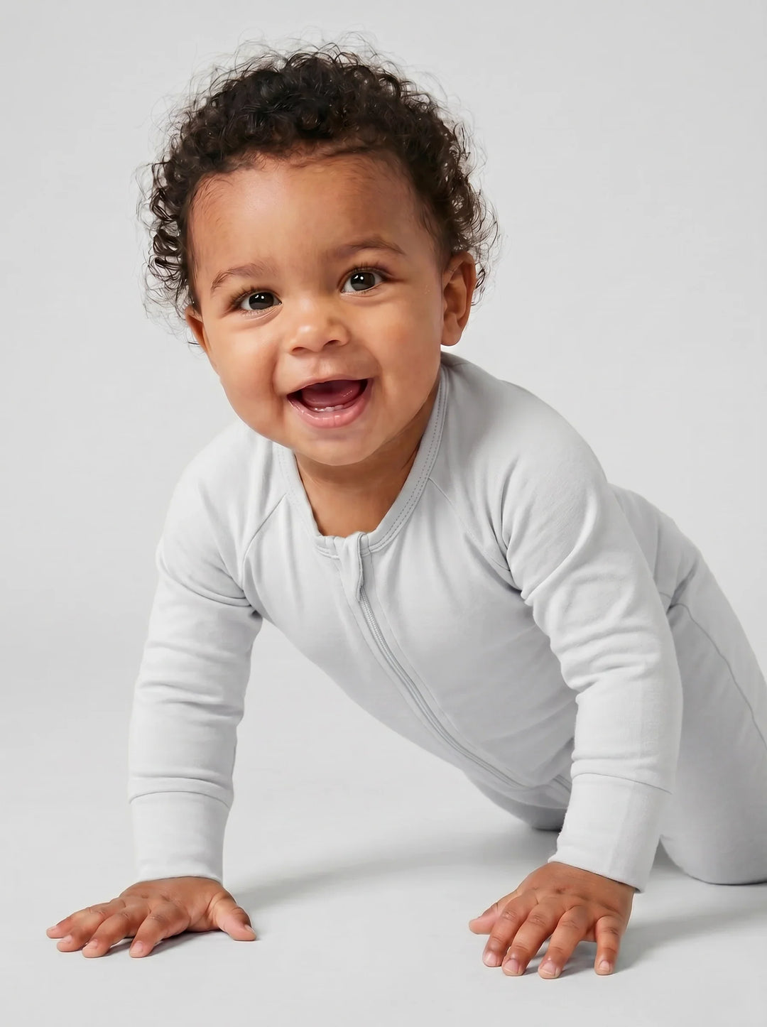 Light Gray Bamboo Convertible Zippered Romper
