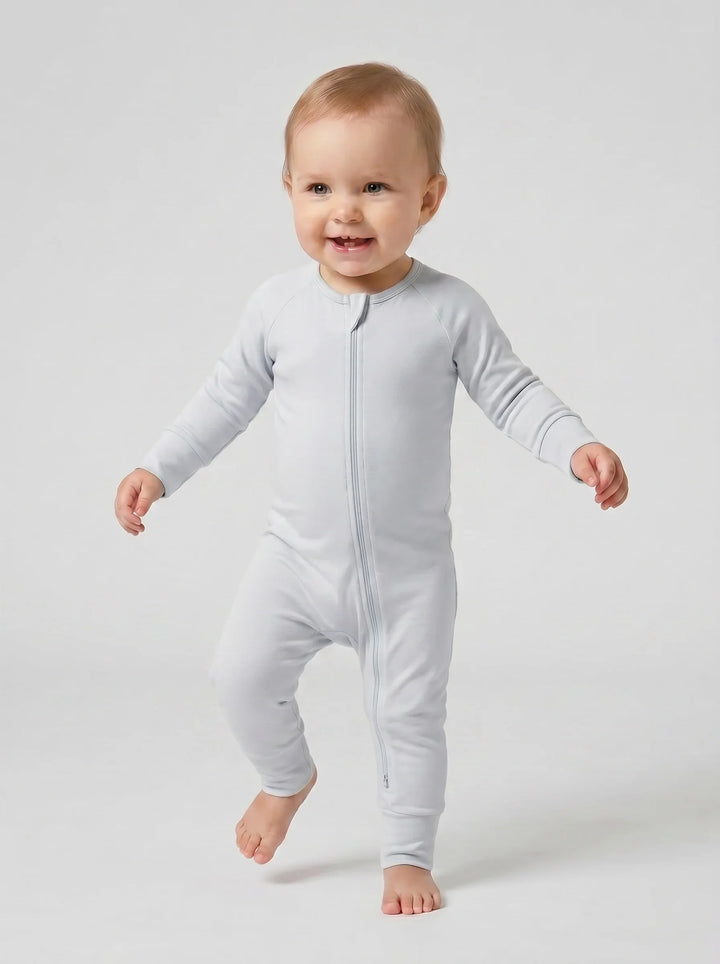 Light Gray Bamboo Convertible Zippered Romper