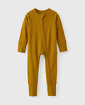 Dunkelgoldgelber Overall aus Bambus mit Reißverschluss und wandelbarem Design