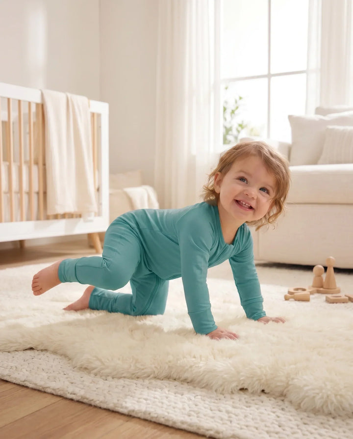 Cadet Blue Bamboo Convertible Zippered Romper