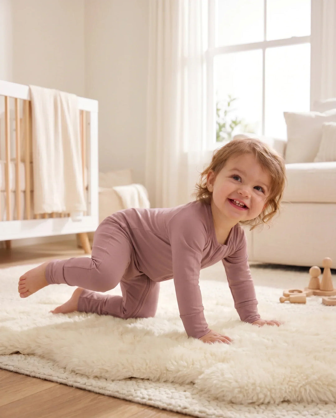 Rosy Brown Bamboo Convertible Zippered Romper