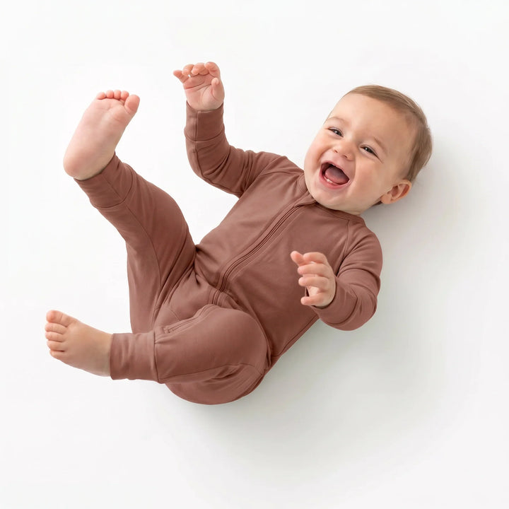 Dark Chestnut Bamboo Convertible Zippered Romper