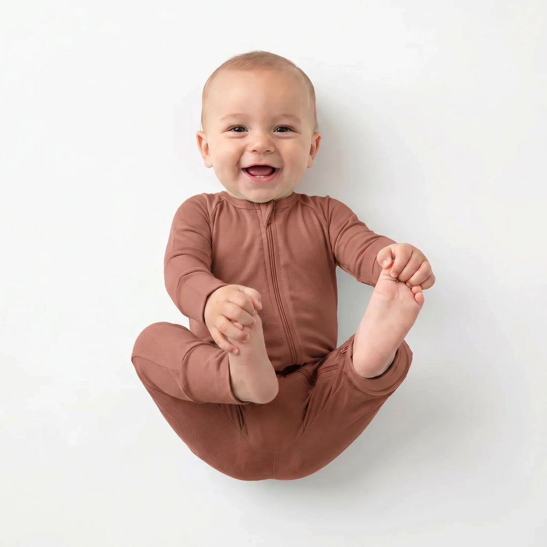 Dark Chestnut Bamboo Convertible Zippered Romper