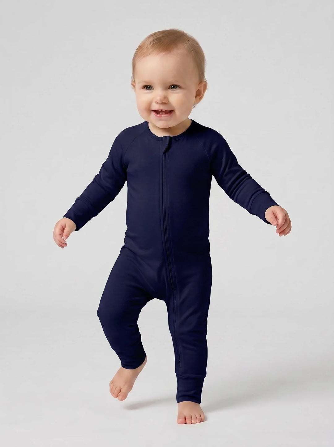 Cetacean Blue Bamboo Convertible Zippered Romper