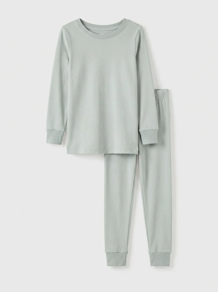 Solid Color Bamboo Two Piece Long Sleeve Pajama Set