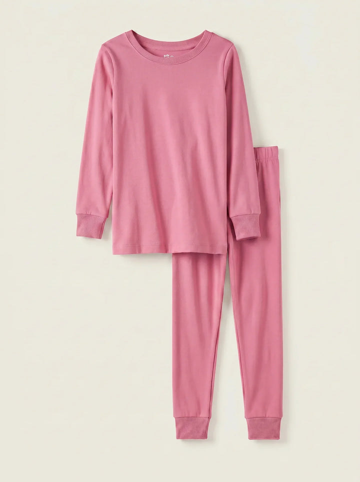 Solid Color Bamboo Two Piece Long Sleeve Pajama Set