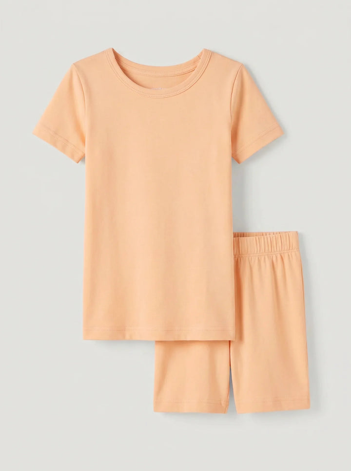 Solid Color Bamboo Two Piece Short Sleeve Short Pajama Set