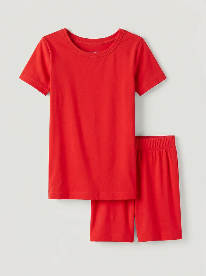 Solid Color Bamboo Two Piece Short Sleeve Short Pajama Set