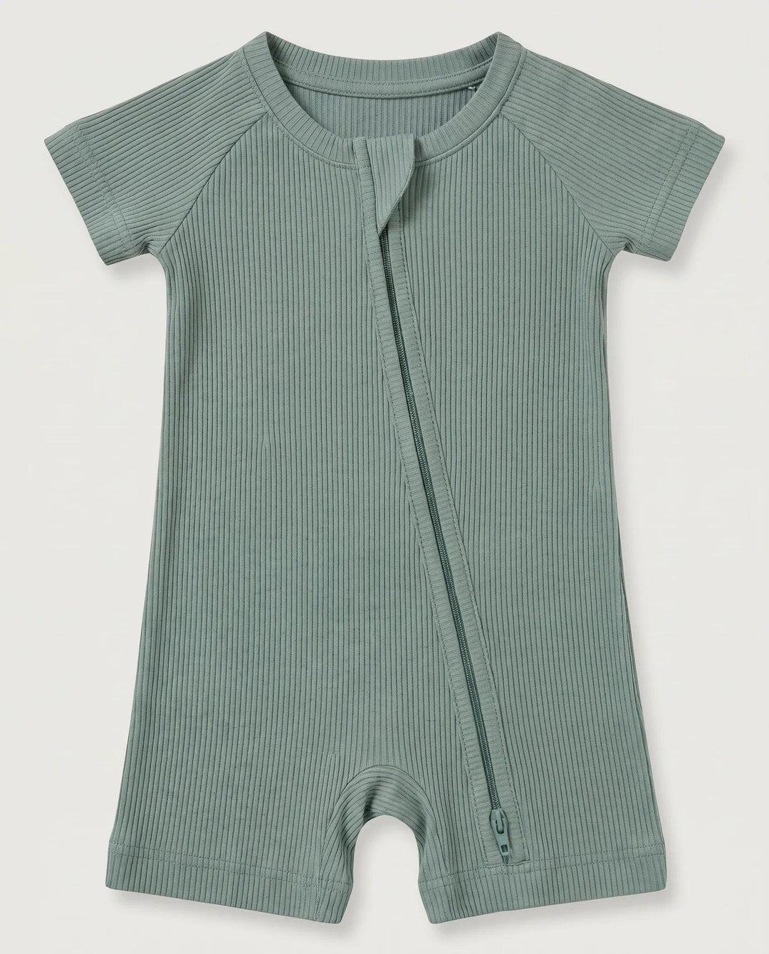 Mint Ribbed Bamboo Shorty Zippy