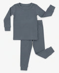 Waldgrünes, geripptes, zweiteiliges Pyjama-Set mit langen Ärmeln 