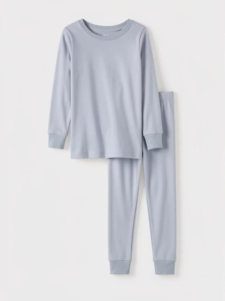 Solid Color Bamboo Two Piece Long Sleeve Pajama Set