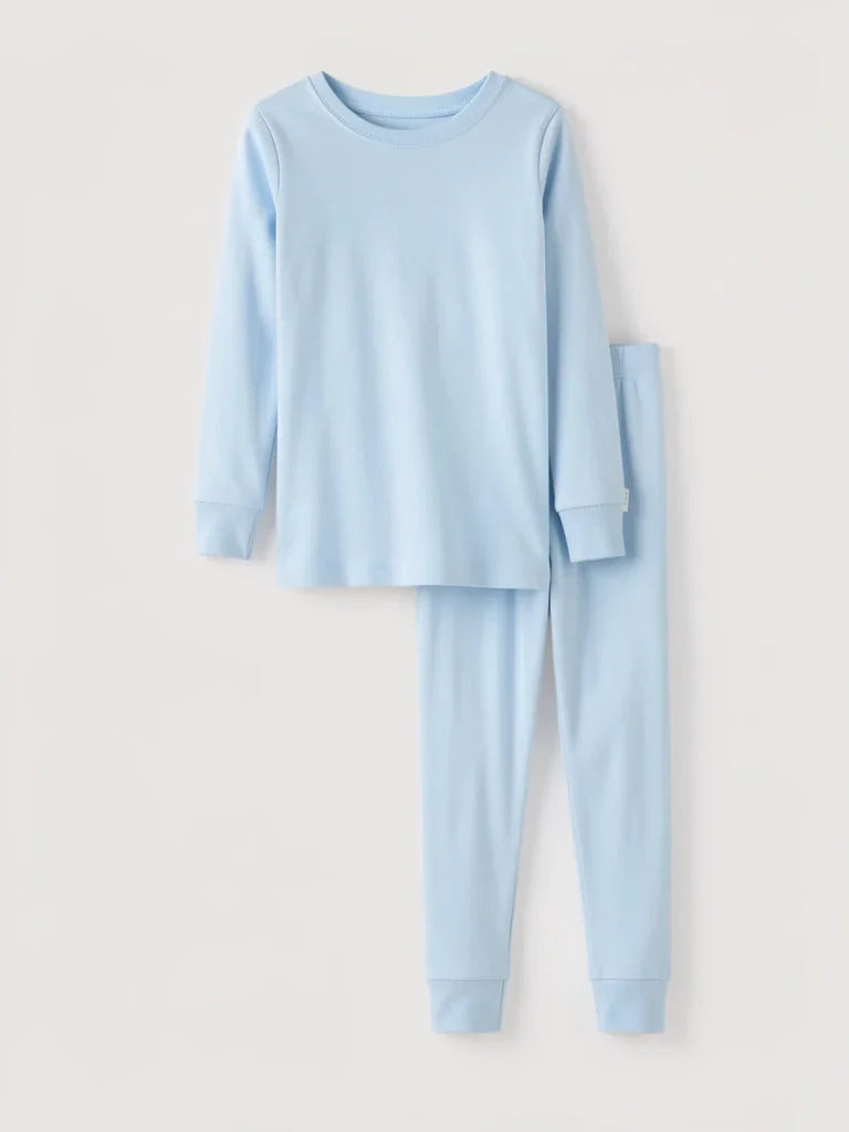 Solid Color Bamboo Two Piece Long Sleeve Pajama Set