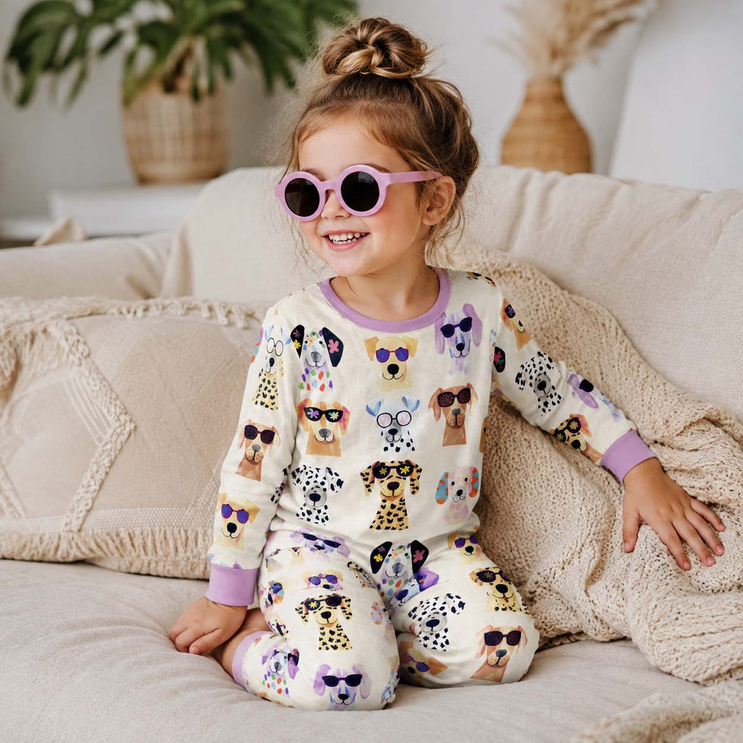 Cool Sunglasses Dogs Bamboo Two Piece Long Sleeve Pajama Set