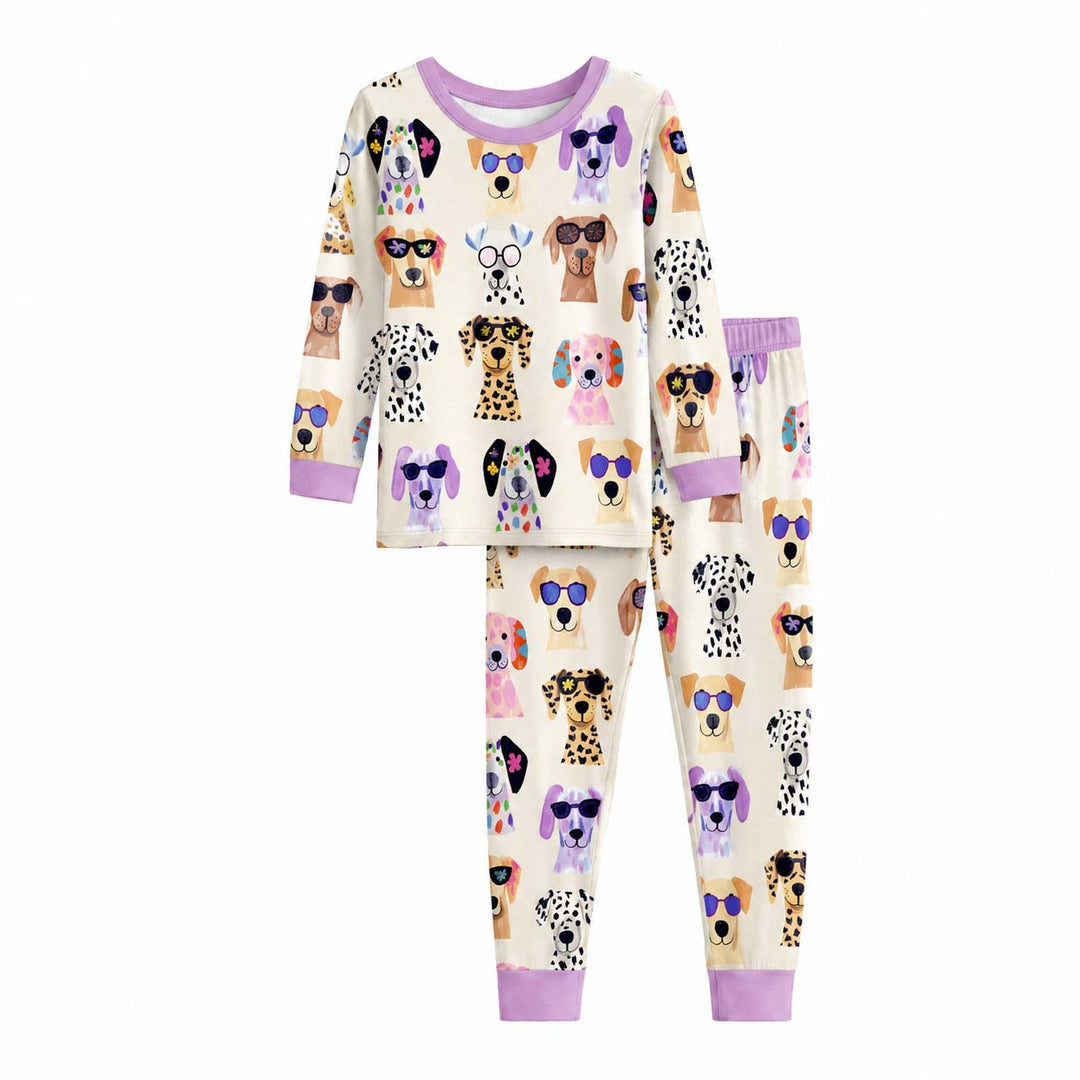 Cool Sunglasses Dogs Bamboo Two Piece Long Sleeve Pajama Set