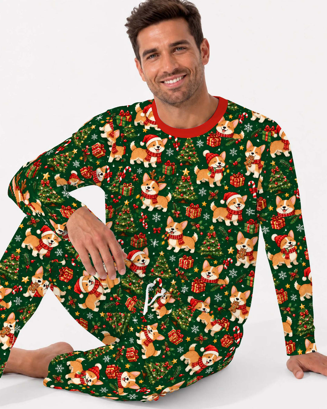 Corgi Christmas Tree Bamboo Men's Pajama Set
