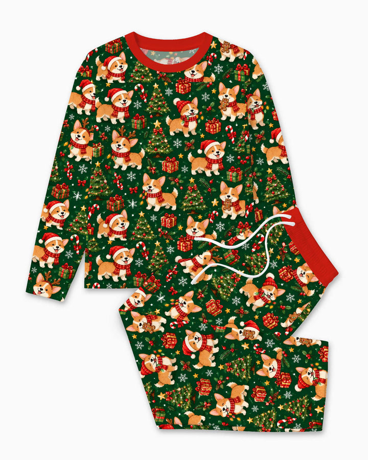 Corgi Christmas Tree Bamboo Men's Pajama Set