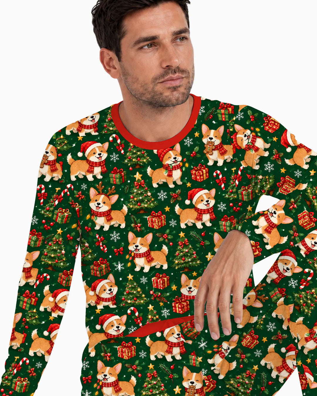 Corgi Christmas Tree Bamboo Men's Pajama Set