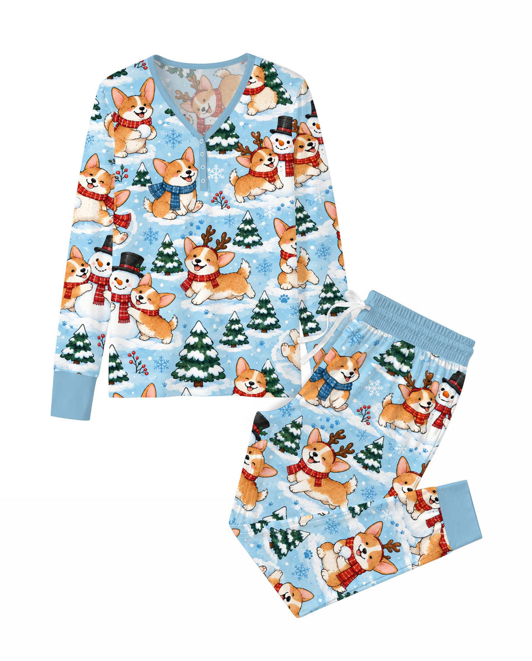 Corgi Winter Wonderland Bamboo Women Pajama Set