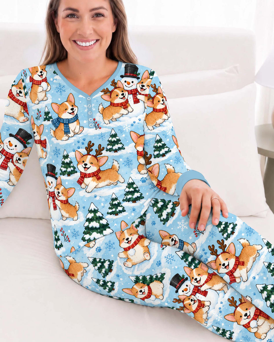 Corgi Winter Wonderland Bamboo Women Pajama Set