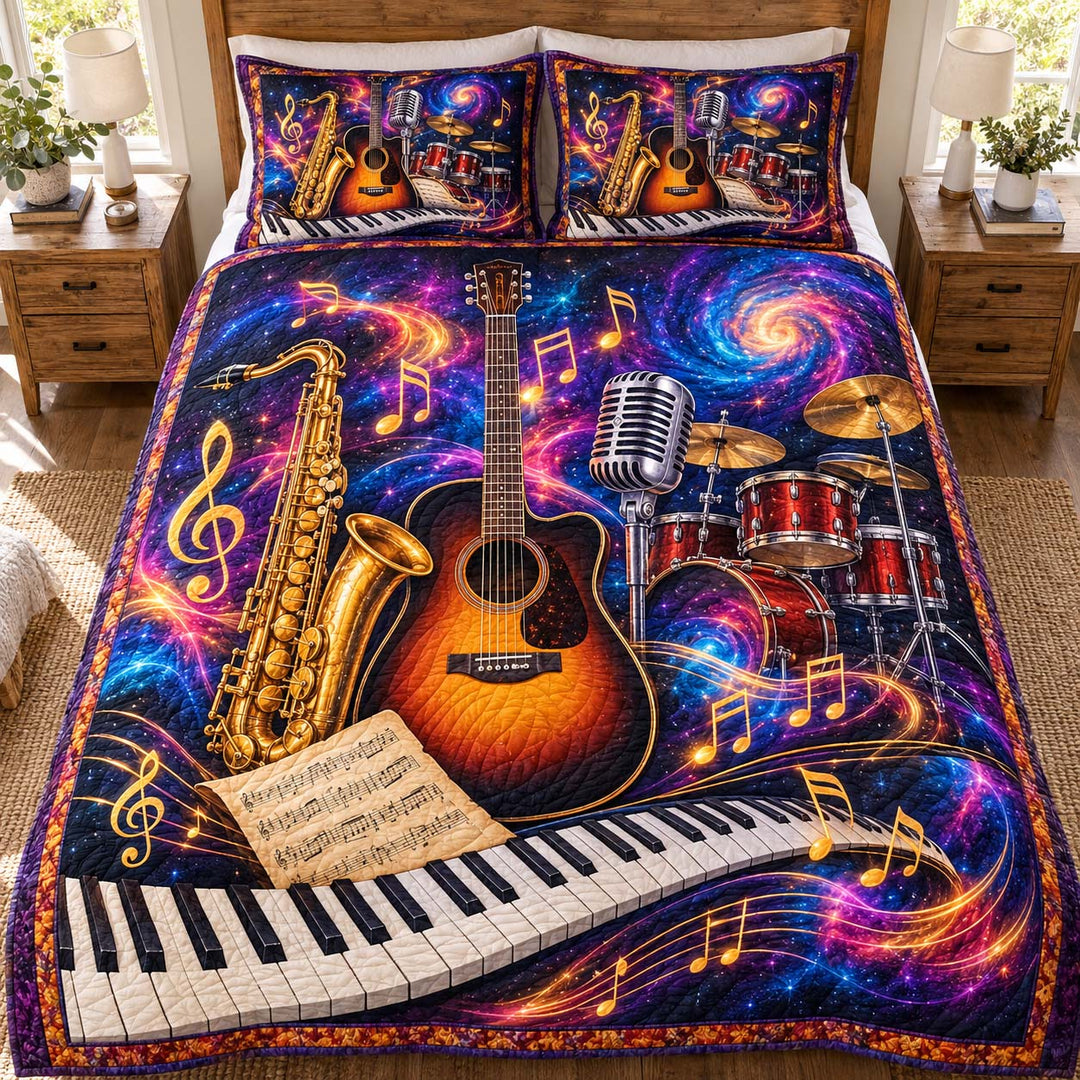 Cosmic Music Symphony Bamboo Quilt Bedding Set