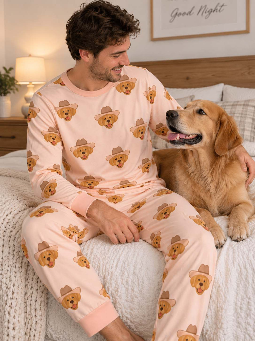 Cowboy Golden Retriever Bamboo Men's Pajama Set