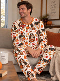 Cozy Autumn Basset Hounds Bamboo Men's Pajama Set
