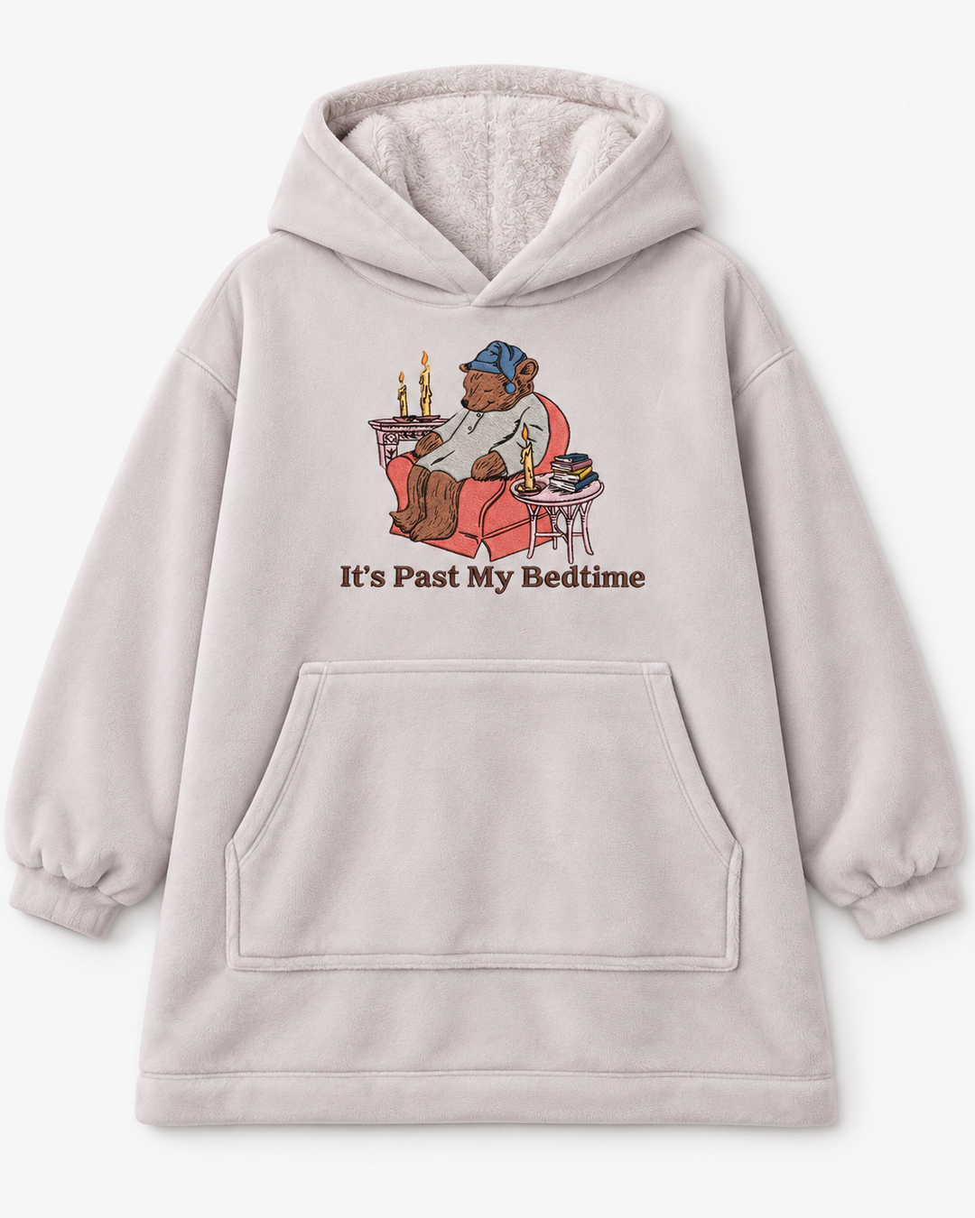 It's My Bed Time Embroidered Bamboo Blanket Hoodie