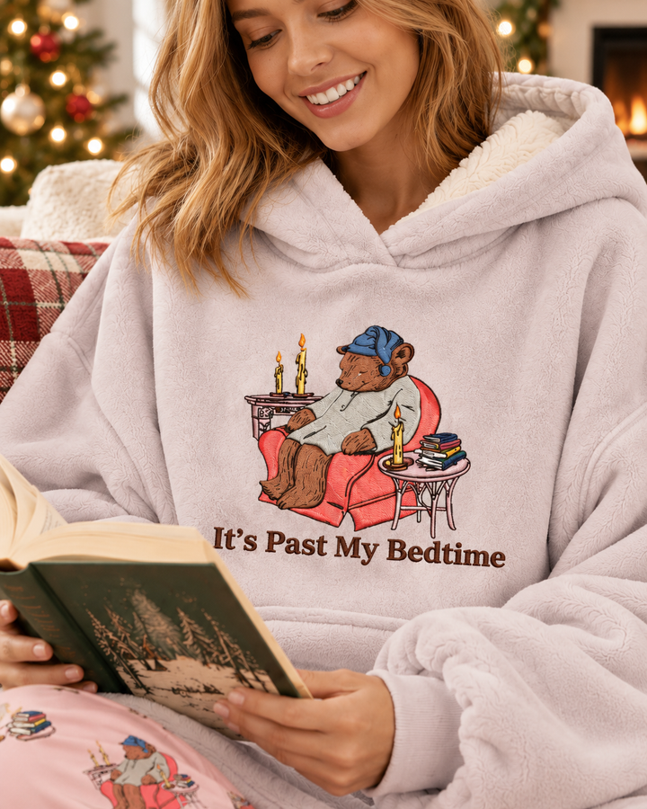 It's My Bed Time Embroidered Bamboo Blanket Hoodie