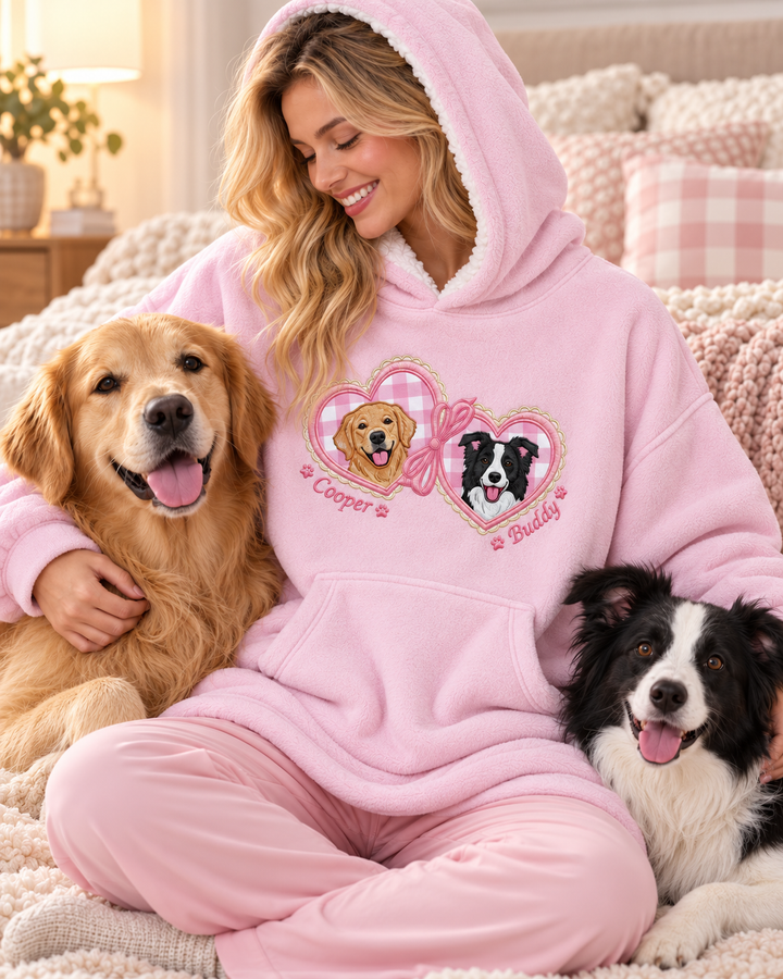 Holiday With My Pet Embroidered Bamboo Blanket Hoodie