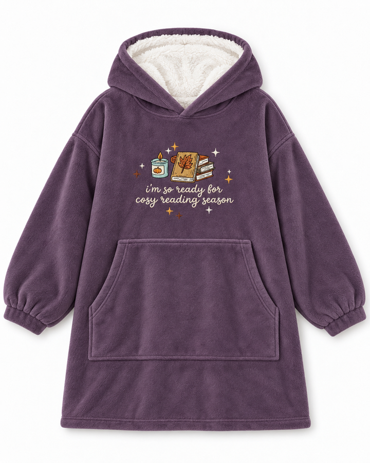 So Ready For Cozy Reading Season Embroidered Blanket Hoodie