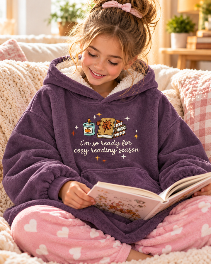 So Ready For Cozy Reading Season Embroidered Blanket Hoodie