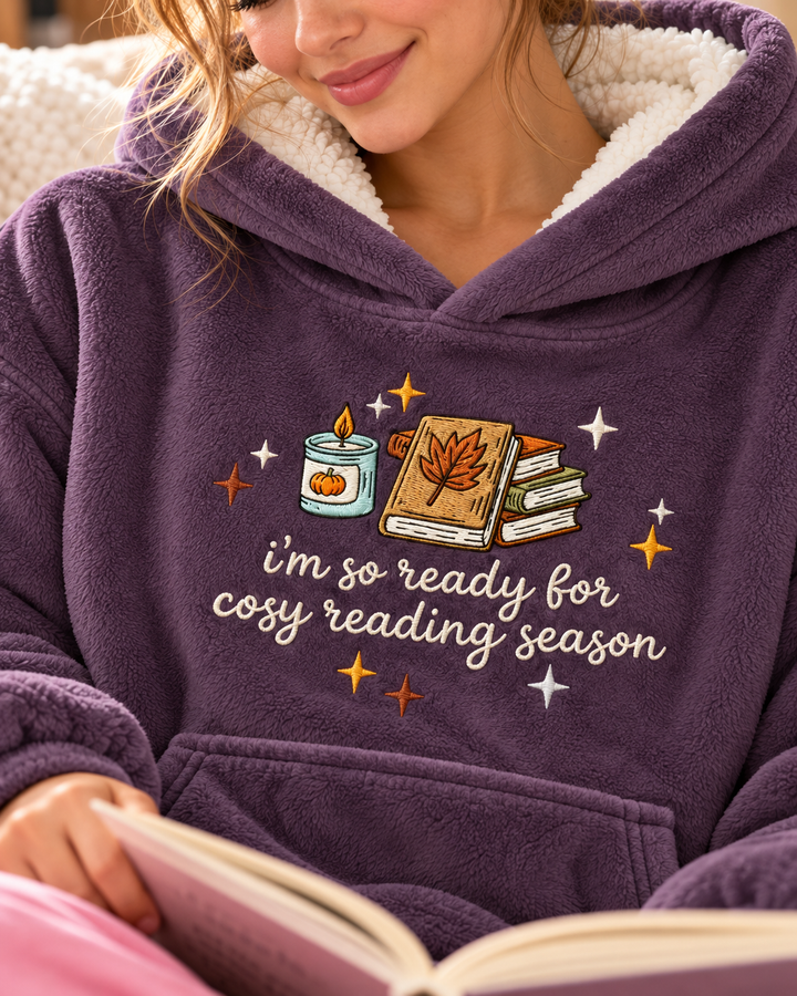 So Ready For Cozy Reading Season Embroidered Blanket Hoodie