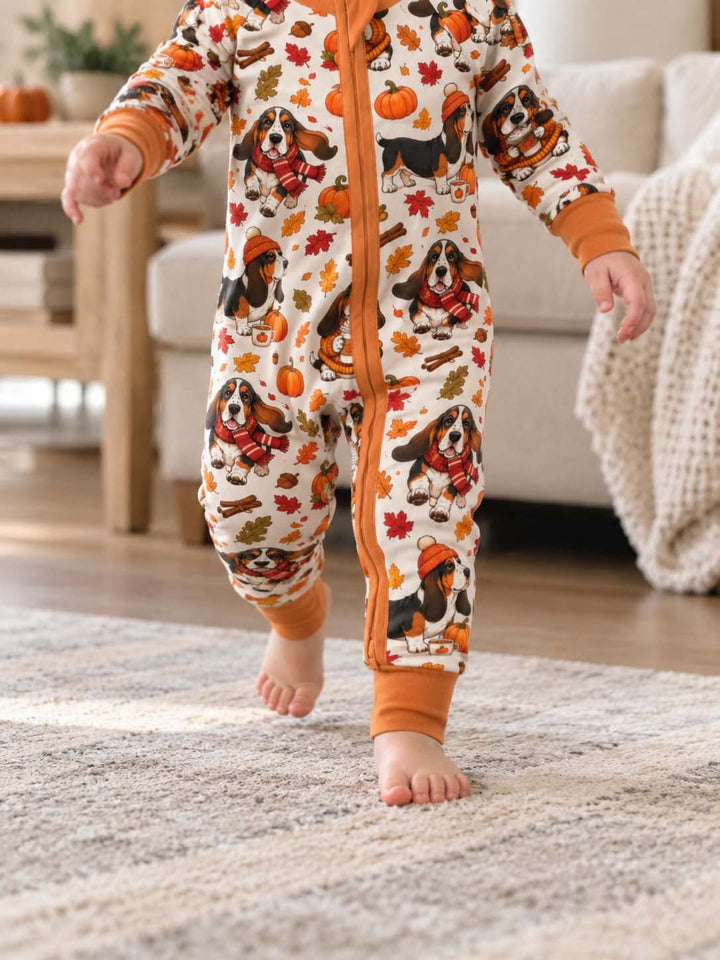 Cozy Autumn Basset Hounds Bamboo Convertible Zippy