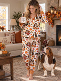 Cozy Autumn Basset Hounds Bamboo Women Pajama Set