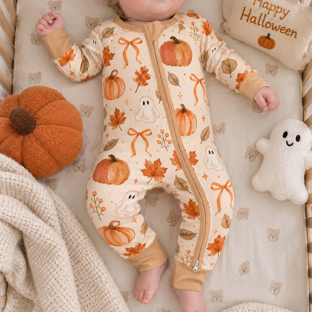 Cozy Autumn Ghosts and Pumpkins Bamboo Convertible Zippy