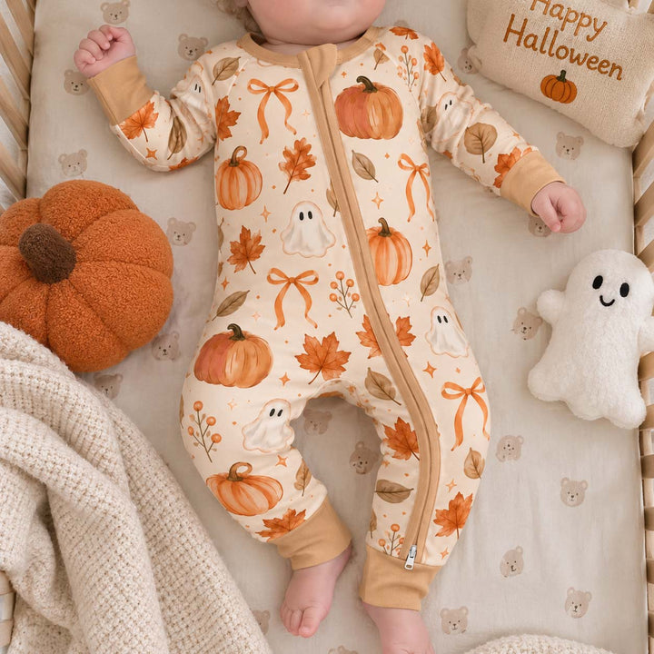Cozy Autumn Ghosts and Pumpkins Bamboo Convertible Zippy