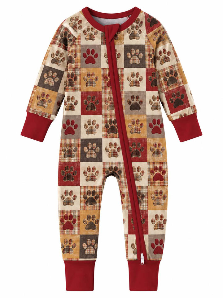 Cozy Autumn Plaid Paw Patchwork Bamboo Convertible Zippy