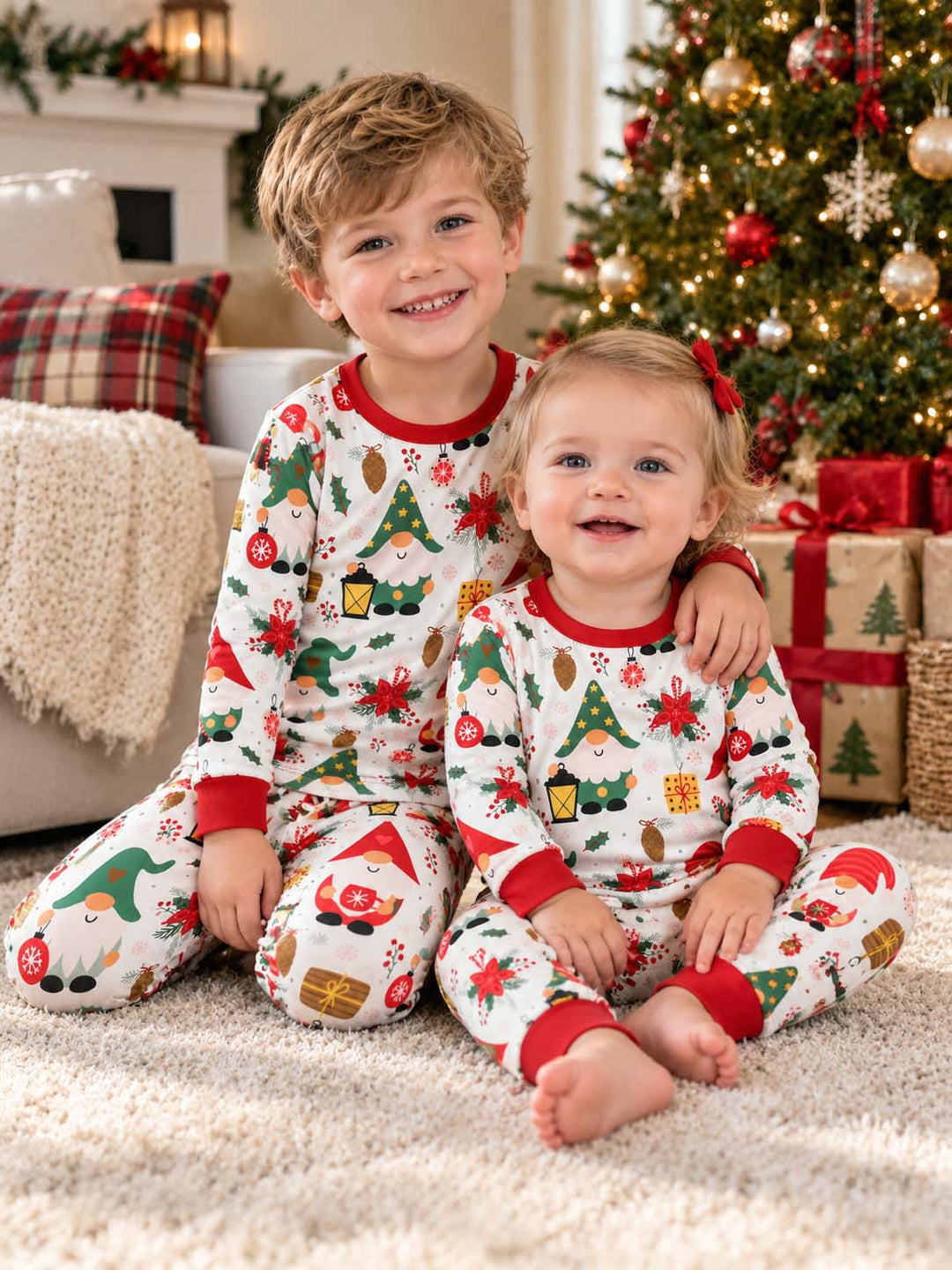 Cozy Christmas Gnomes Bamboo Two Piece Long Sleeve Pajama Set