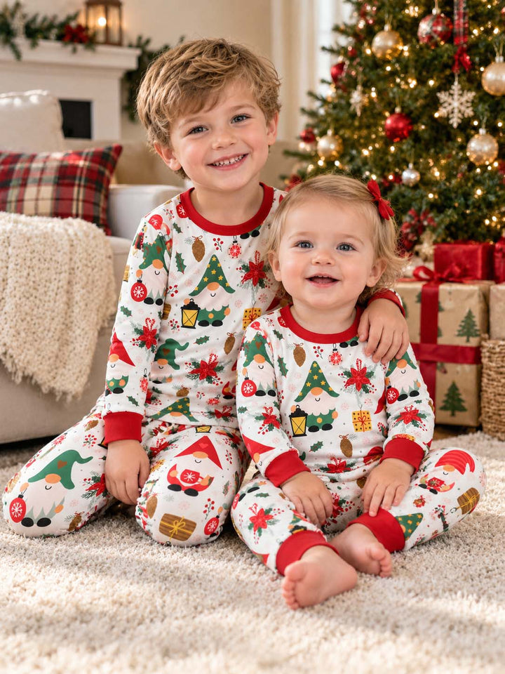 Cozy Christmas Gnomes Bamboo Two Piece Long Sleeve Pajama Set