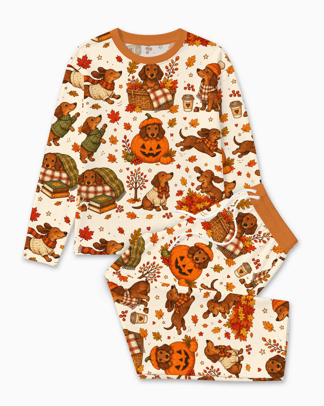 Cozy Dachshund Fall Adventures Bamboo Men's Pajama Set