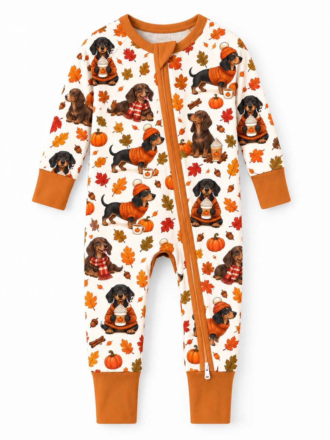Cozy Dachshund Pumpkin Spice Fall Bamboo Convertible Zippy