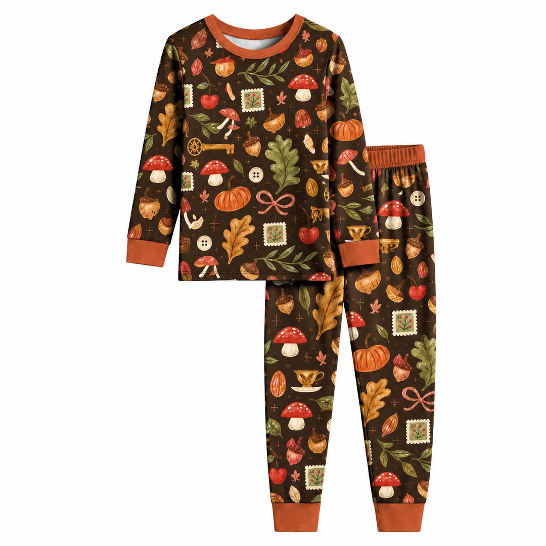 Cozy Woodland Autumn Treasures Bamboo Two Piece Long Sleeve Pajama Set