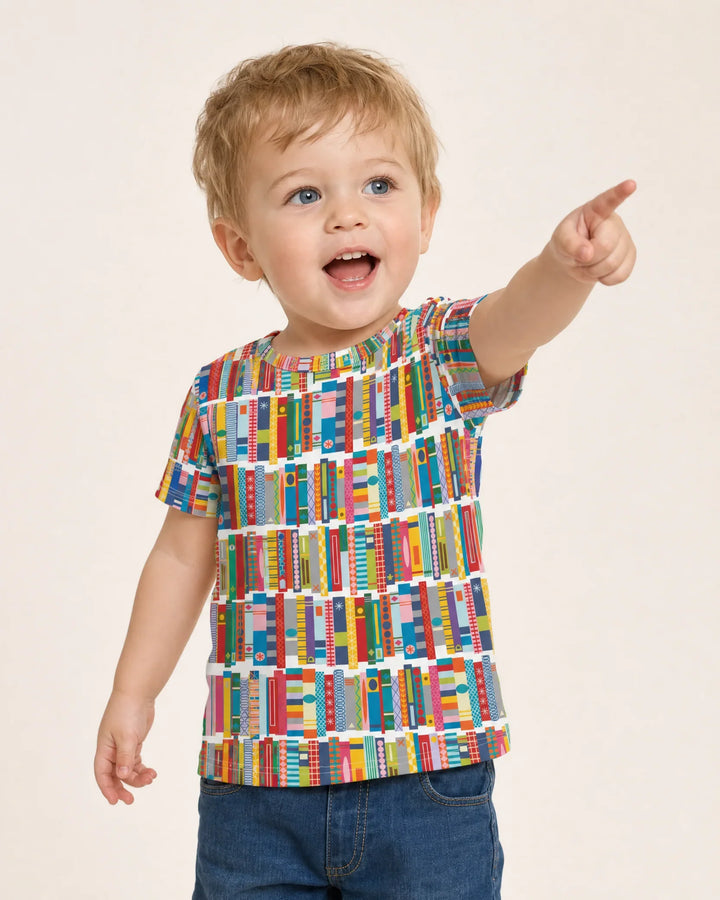 Rainbow Bookshelf Bamboo Crewneck T-Shirt