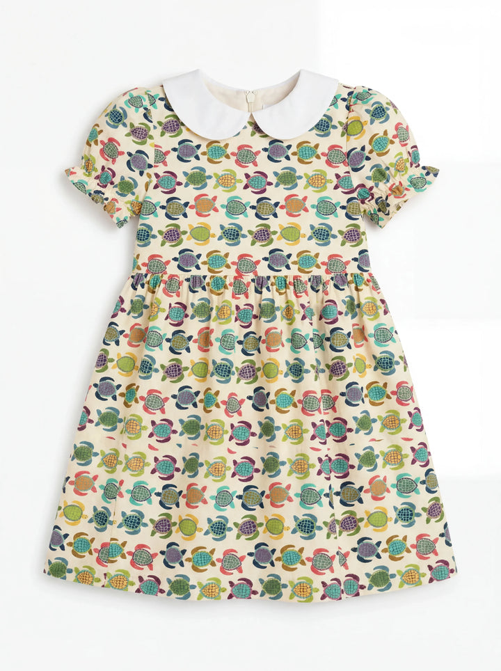 Happy Turtle Parade Bamboo Peter Pan Collar Dress